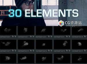 30个4K冬季冷呼吸烟雾水蒸气元素动画特效视频素材 ActionVFX Cold Breath