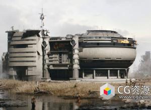 Blender 2D到3D概念设计科幻建筑楼房建模教程+中英文字幕