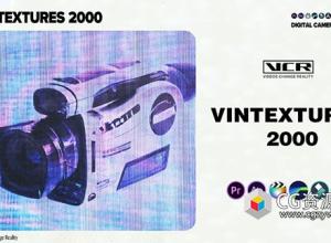 31个复古风格相机纹理CRT故障视觉美学科技毛刺转场纹理4K视频素材 Vintextures 2000 Digital Camera Textures