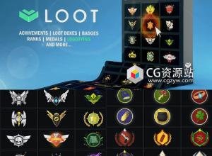 AE脚本-1500+徽章成就奖牌旗帜Logo游戏文字标题动画元素工具包