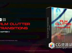 PR模板-电影胶片划痕杂乱视频转场 Film Clutter Transitions Vol. 02