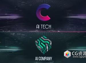 AE模板-人工智能数字背景logo动画开场 AI DIgital Logo