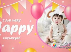 AE模板-卡通婴儿小孩可爱回忆生日庆祝片头 Happy Birthday