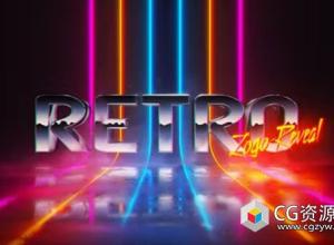 AE模板-复古发光霓虹文字logo动画 Retrowave Logo Reveal