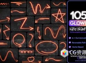 AE模板-105种手绘发光箭头动画 105 Glowing Hand Drawn Arrows