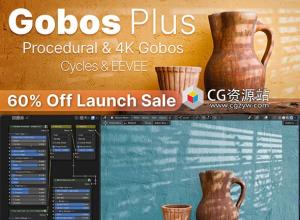 Blender预设-窗户植物焦散程序化灯光动态投影4K资产 Gobo’s Plus
