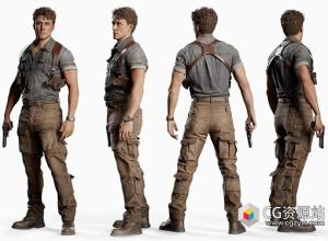 男性探险家游戏角色扫描3D模型 ZTL/FBX/OBJ格式