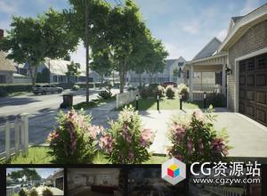 UE5郊区场景环境房屋包 Suburb Neighborhood House Pack (Modular)