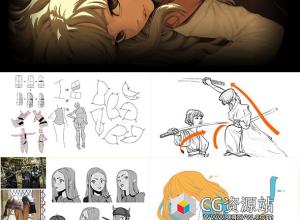 Coloso用基本形状绘制人物姿态动作绘画教程+中英文字幕