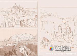 Photoshop概念场景素描绘画PS教程+中文字幕 Sketching Everything