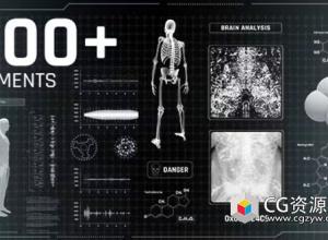 AE模板-科技感医疗医学HUD信息图表动画 Medicine HUD Infographics