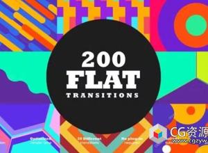 AE+PR模板-200组MG图形几何线条图案转场动画 Flat Transitions Pack