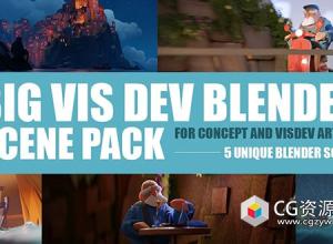 Blender模型-5个卡通动漫风格场景预设 BIG VIS DEV BLENDER SCENE PACK