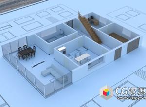 Blender完整建筑3D房屋建模照明设计与动画视频教程+中英文字幕
