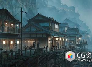 Blender日本村庄建筑环境场景3D模型 Japanese Village Kitbash