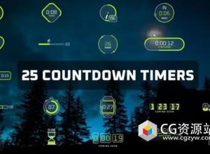 AE模板-25种带进度条倒计时器动画 Countdown Timers with Progress Bar