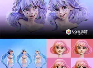 Coloso Blender卡通可爱三维女性角色建模贴图基础教程+中文/韩文字幕