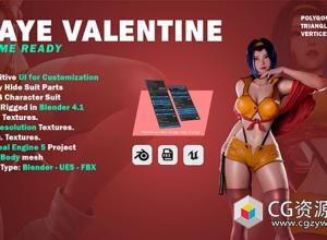 星际牛仔Faye Valentine游戏角色3D模型 Blender/FBX