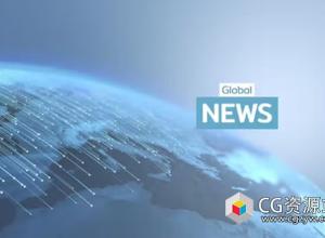 AE模板-光线粒子拖尾新闻栏目开场片头 Global News Intro