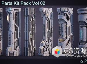 6组科幻风格立柱3D模型| Sci-Fi Parts Kit Pack Vol 02 Column
