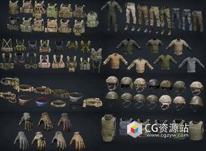 Blender军事角色人物装备背包防弹服眼镜耳机头盔3D模型 Gray Zone Warfare – PMC GEAR
