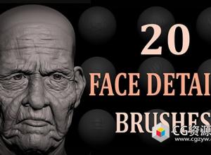 20张雕刻脸部细节Alpha图片素材 20 Face Details Alphas