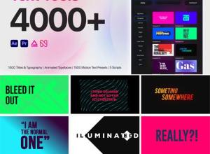 AE脚本-4000+时尚简约运动文字排版标题动画预设包 Text Tools