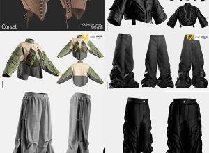 13组服装短裤牛仔裤羽绒夹克3D模型 MD/Clo3d + OBJ格式