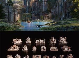 Blender古老寺庙剧院港口宫殿花园建筑3D模型 Atlantis