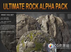100组高品质石头深度贴图笔刷预设 Ultimate Rock Alpha Pack