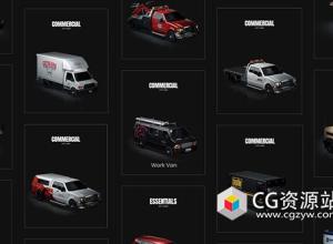 Blender卡车面包车牵引车汽车3D模型  City Cars Commercial