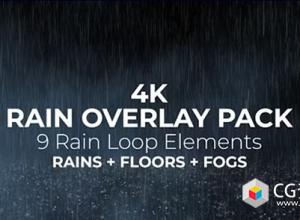 9组4K下雨烟雾无缝循环特效视频素材 Pack Of Falling Rain Overlay