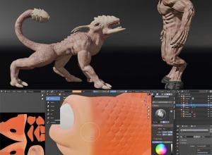 Blender模型雕刻拓扑绑定纹理绘制动画全流程教程+中英文字幕