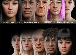 Blender真实人物皮肤着色器材质贴图预设插件 Globalskin – Ultimate Skin Shader+人物3D模型 Hyper Realistic Scenes