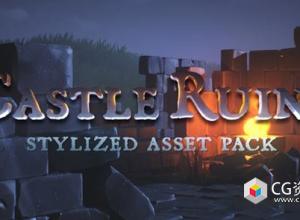 Blender资产-城堡砖块废墟3D模型预设 Stylized Castle Ruins Asset Pack
