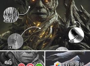 115种雕刻笔刷树皮木材ZBrush预设+教程 ZbrushGuides – Bark & Wood brushes pack