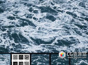 18张海洋水面波浪泡沫黑白深度贴图素材 DDTextures – Ocean Foam