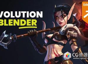 Blender卡通动漫女性角色建模贴图中级教程+中英文字幕