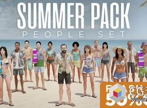 Blender预设夏日海滩人物角色3D模型资产 Summer Pack – People Set