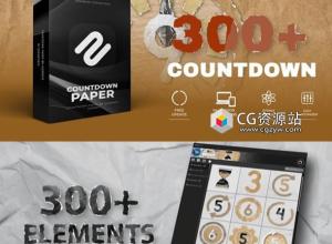 AE脚本-300组倒计时字母数字纸拼贴元素背景动画工具包 Countdown Paper