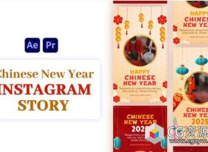 AE+PR模板-竖屏中国风喜庆吊灯农历新年片头动画 Chinese new year instagram story