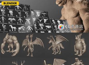 Blender人形生物模型组件资产预设 Creature Kitbash