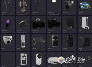 Blender电子产品电视电脑音箱摄像头等3D模型资产预设