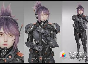 Blender女性机器人建模视频+3D模型 Flycat – Robot Girl