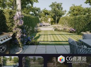 Blender完整花园植物草坪场景动画3D模型 Full Garden Scene Animation