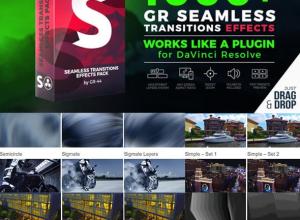 达芬奇模板-1000+平移失真视频无缝转场预设+音效 GR Seamless Transitions Effects V1.4