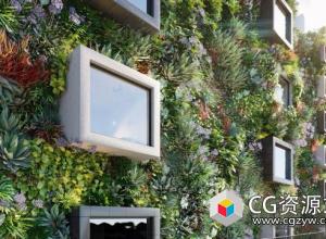 绿化墙垂直花园植物3D模型 Globe Plants – Bundle 47