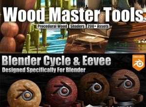 200+程序木材木纹风化材质Blender资产预设 Wood Master Tools V1.0