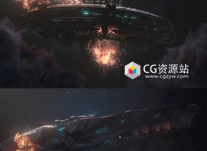 Houdini+Nuke宇宙飞船灯光照明场景特效合成教程+中英文字幕