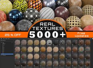 Blender 5000+PBR材质资产预设砖块织物食物石材金属木材 5000+ Pbr Asset Browser